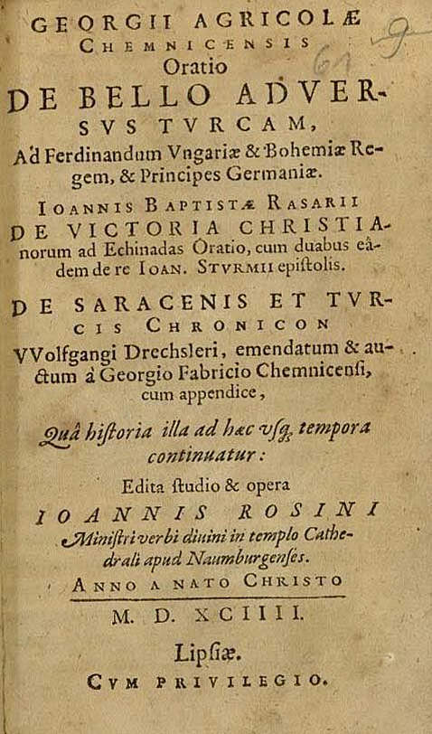 Gregorius Agricola - Oratio de bello adversus Turcam