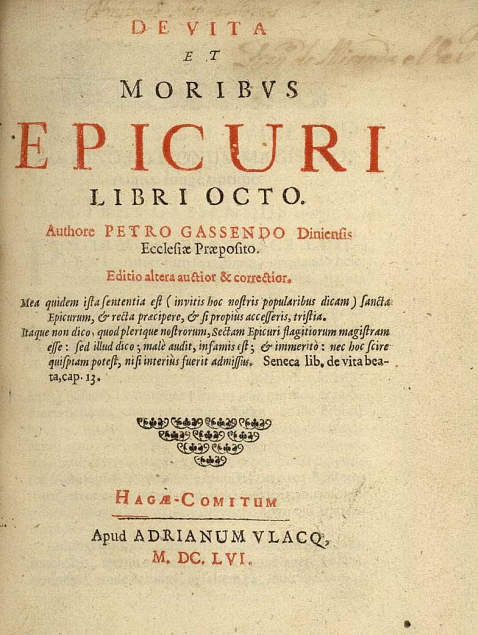Petrus Gassendi - De vita et moribus Epicuri. 1656