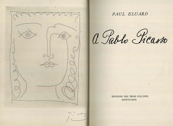 Pablo Picasso - Eluard + signierte Graphik. 1946