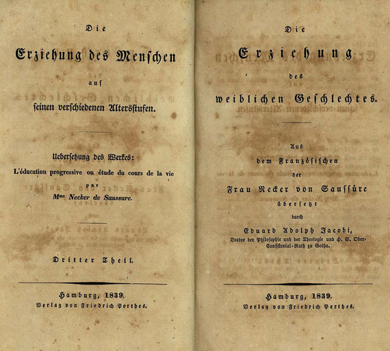 Necker de Saussure, A. A. - Erziehung des Menschen, 3 Bde. 1836