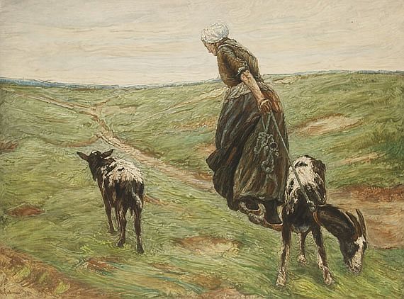 Max Liebermann - Alte Frau mit Ziegen