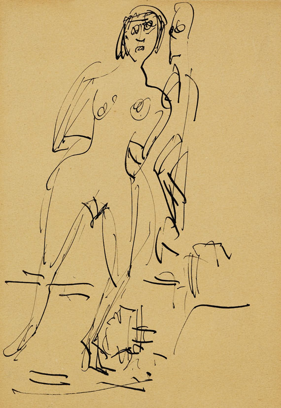 Ernst Ludwig Kirchner - Akt im Atelier vor einer Plastik