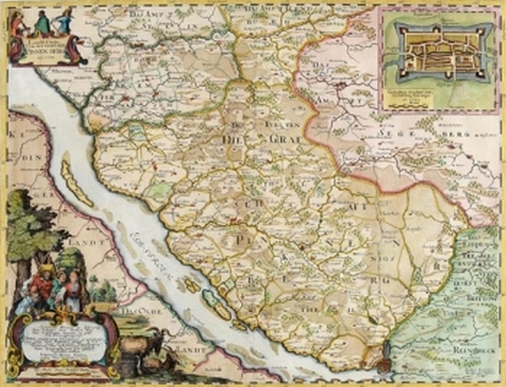 Schleswig-Holstein - Landt Carte Von der Graffschaft Pinnenberg ao. 1650.