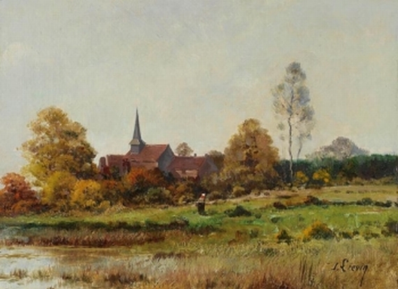 Eugène Galien-Laloue - Flusslandschaft mit Dorf