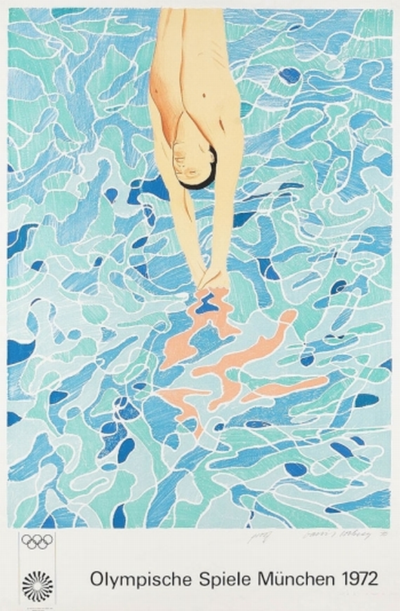 David Hockney - Plakat: Olympische Spiele München 1972 (Diver)