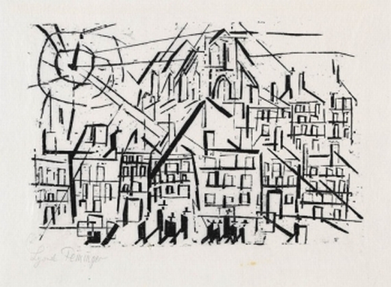 Lyonel Feininger - Stadt mit Kirche in der Sonne (Kirchgänger)