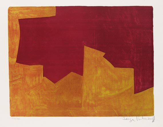 Serge Poliakoff - Composition lie-de-vin et orange