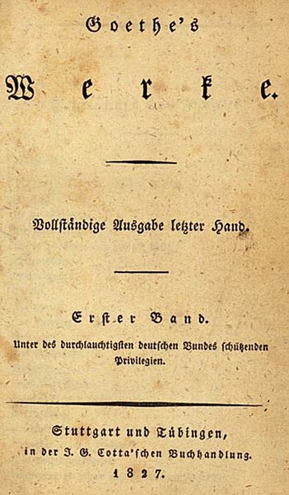 Johann Wolfgang von Goethe - Werke, zus. 50 Bde. 1827.