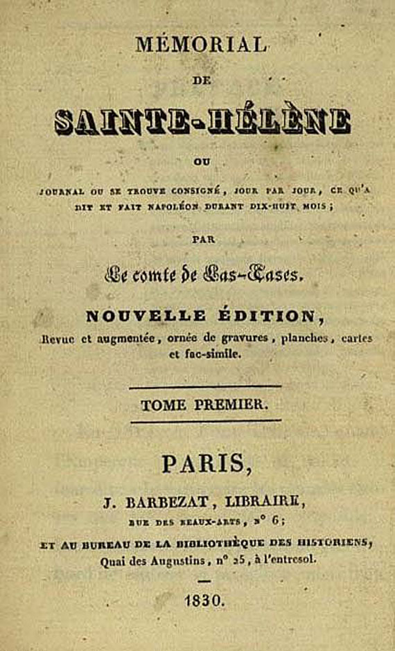 Las Casses, E. A. D. de - Mémorial de Sainte-Hélène, 13 Bde. 1830.