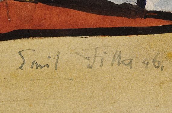 Emil Filla - Figürliche Komposition (Fensterputzende auf der Leiter)