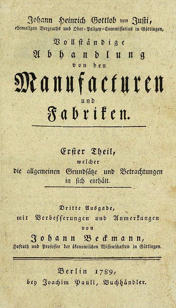 Johann Heinrich Gottlob von Justi - Vollständige Abhandlung. 1789.