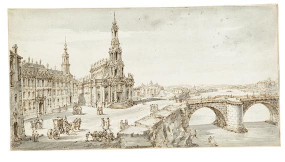  Italien - Blick auf die Dresdner Hofkirche "Sanctissimae Trinitatis"