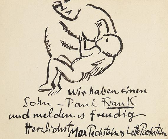 Hermann Max Pechstein - 2 Blätter: Geburtsanzeigen - Altre immagini