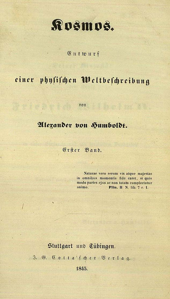 Alexander von Humboldt - Kosmos. 5 Bde. 1845-62