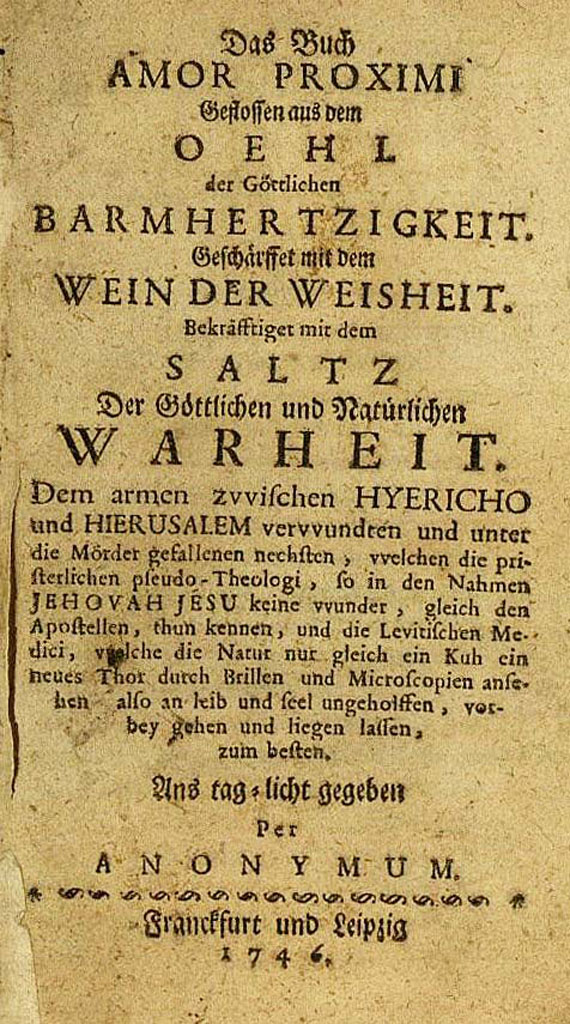  Okkulta - Das Buch Amor Proximi. 1746.