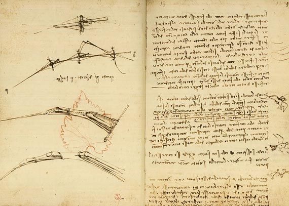 Faksimile - Leonardo da Vinci, Le manuscrit sur le vol des oiseaux, Faksimile, 1989