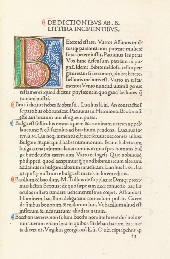 Nonius Marcellus - De proprietate sermonum. Venedig 1476