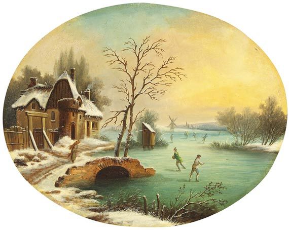 Hendricus Spilman - Schlittschuhläufer in winterlicher Landschaft