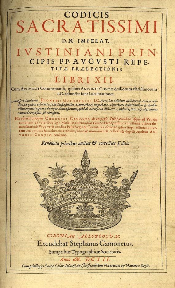  Justinianus - Digestum Novum, 1612. 2Bde.