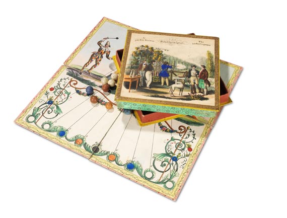 Spiele - Das Schützenspiel. In Pp.-Schachtel. Um 1840.