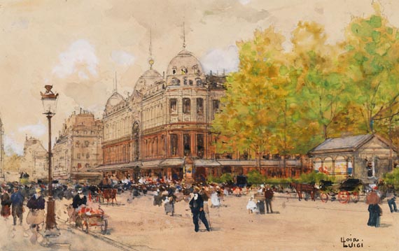 Luigi Loir - La Rue de Sèvres avec le Bon Marché à Paris