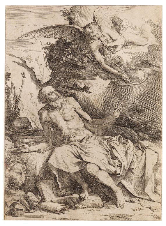 Jusepe de Ribera gen. Lo Spagnoletto - Der Heilige Hieronymus vernimmt die Klänge des Jüngsten Gerichts
