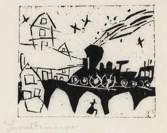 Lyonel Feininger - Zug auf der Brücke