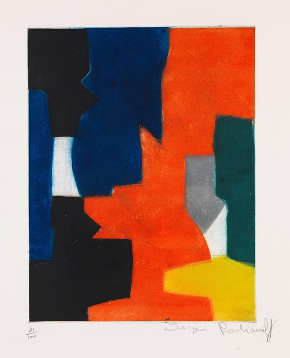 Serge Poliakoff - Composition bleue, rouge, verte et noire