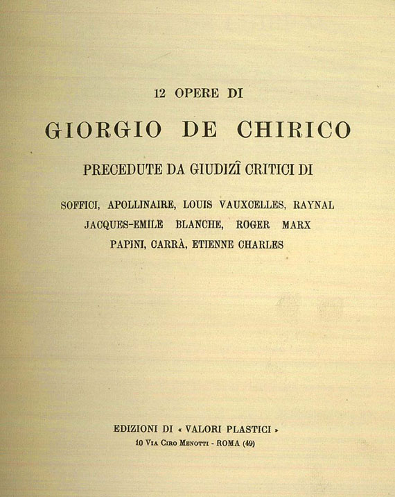Giorgio de Chirico - 12 opere di Giorgio de Chirico. Um 1920