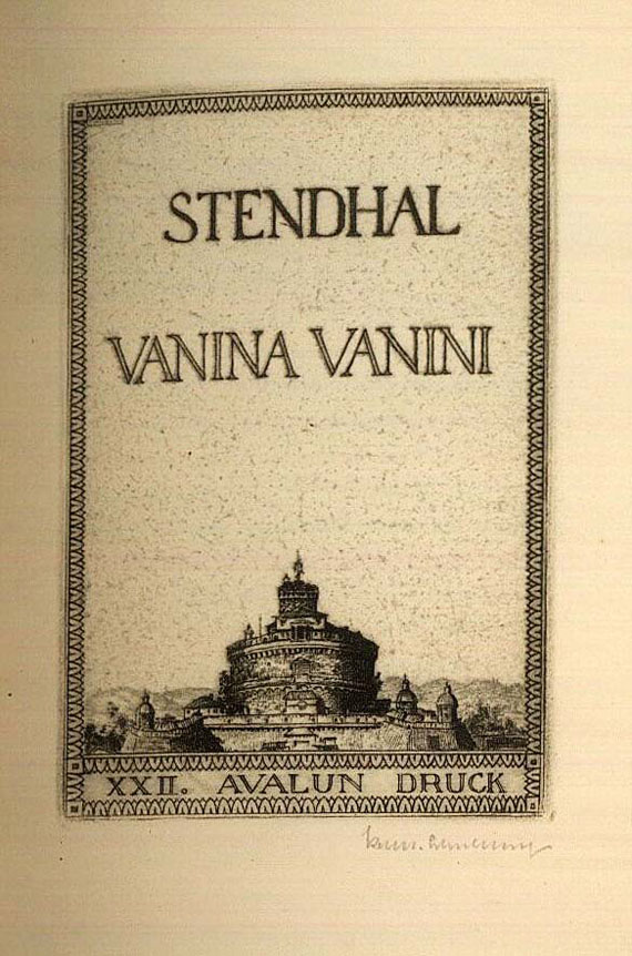  Avalun-Drucke - Stendhal, Vanina Vanini. 1922