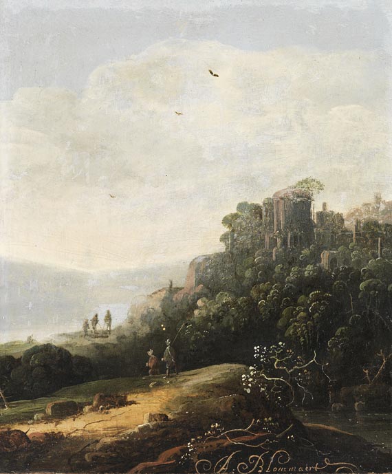 Abraham Blommaert (von Middelburg) - Gemäldepaar: Landschaft mit Ruine, Landschaft mit Flusslauf