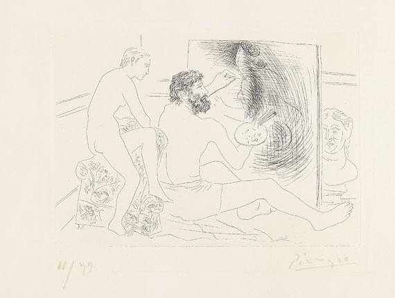 Pablo Picasso - Peintre au travail observé par un modèle nu