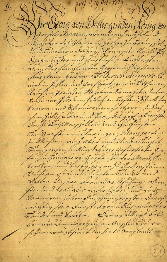 Georg I. von Großbritannien - Brief m. eigh. U. 1723