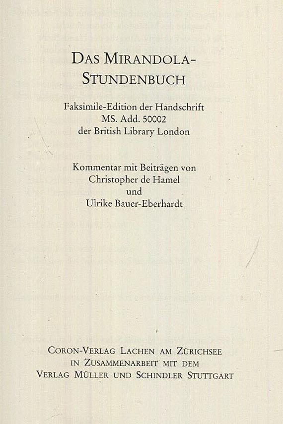 Mirandola-Stundenbuch - Mirandola-Stundenbuch. 1995