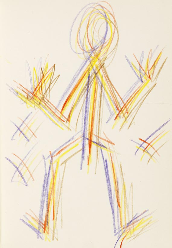 A. R. Penck (d.i. Ralf Winkler) - Standart 1971-73. Mit Orig.-Farbzeichnung. 1985.