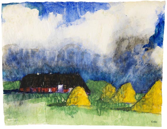 Emil Nolde - Marschlandschaft mit Bauernhof und Heudiemen