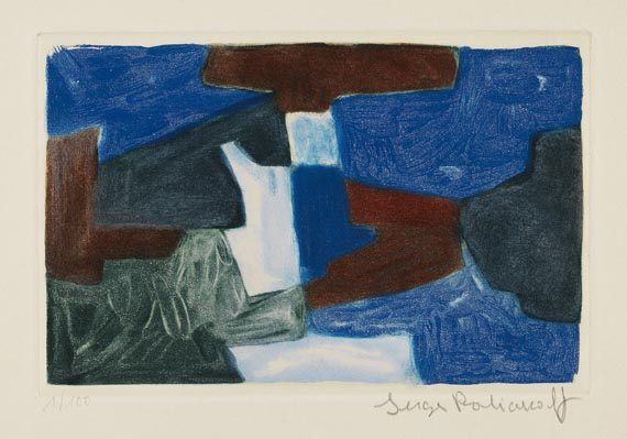 Serge Poliakoff - Composition bleue, verte et brune