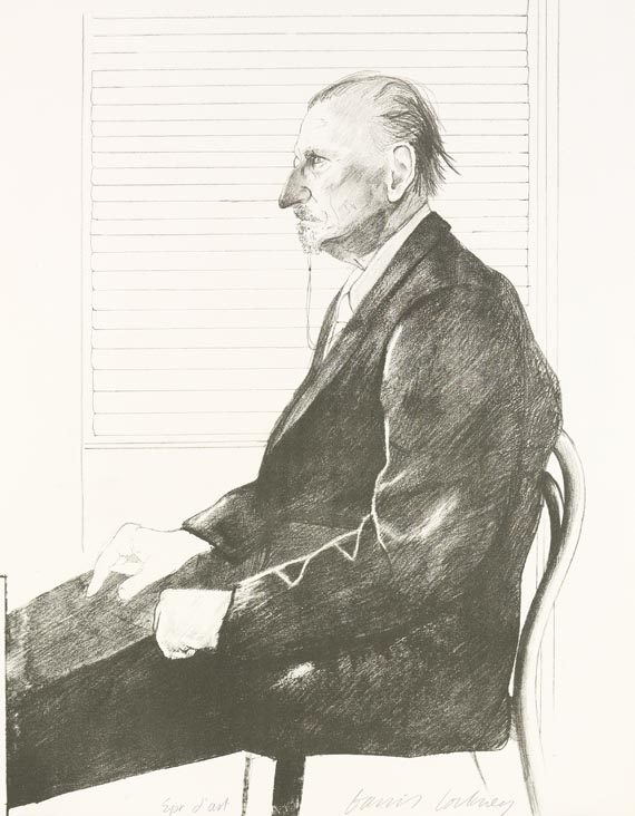 David Hockney - Portrait Felix H. Man (The print collector) - Signatura