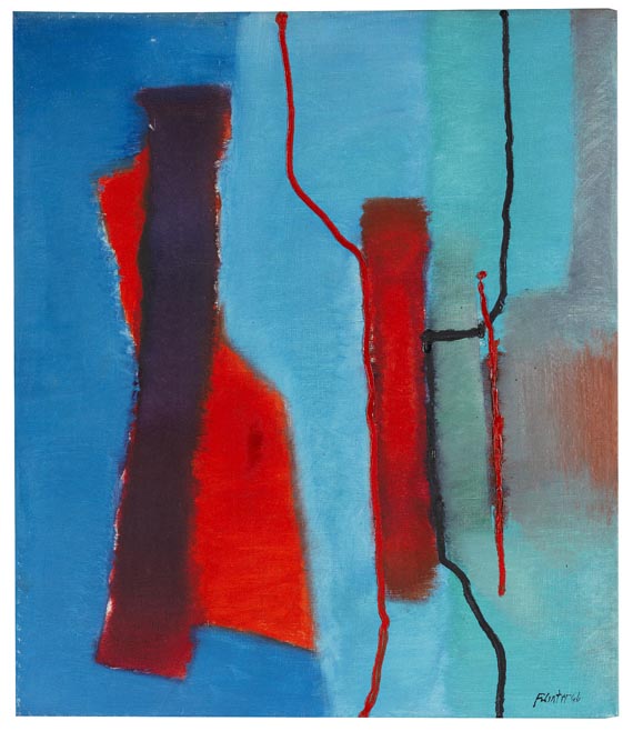 Fritz Winter - Rot vor Blau - Signatura