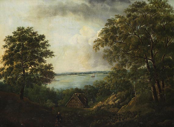 Ludwig Matthias Anton Brammer - Zugeschrieben - Blick auf die Elbe bei Blankenese