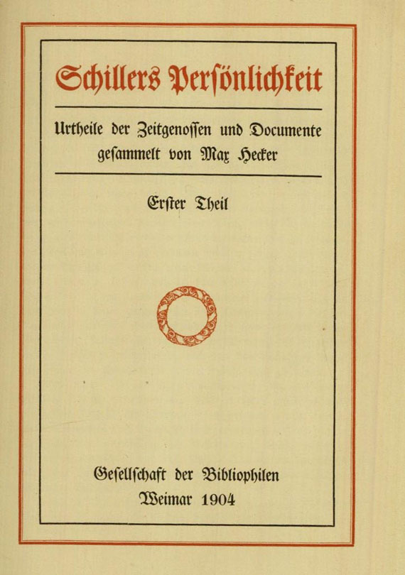   - Schillers Persönlichkeit, 3 Bde., 1904-09.