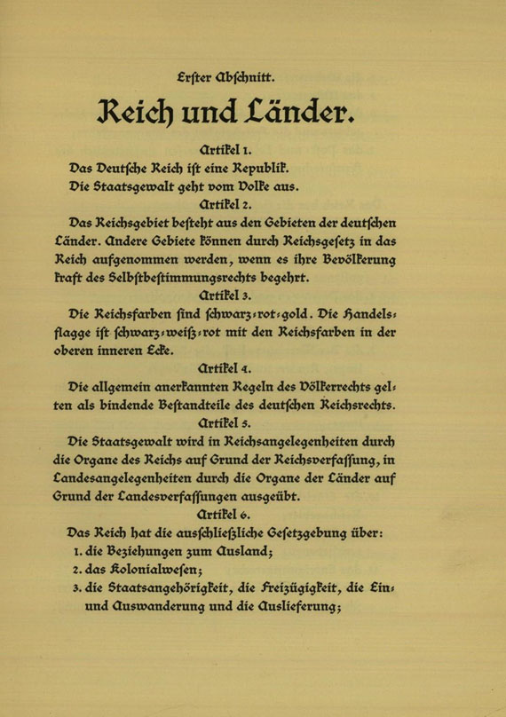   - Die Verfassung des deutschen Reiches, 1919.