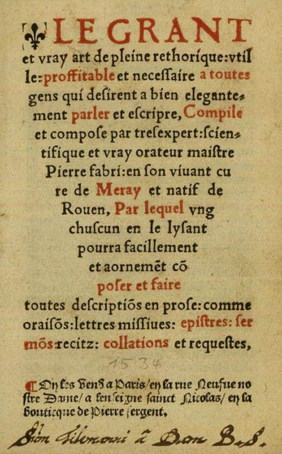 Pierre Lefèvre - Le Grant er vray art, 1534.