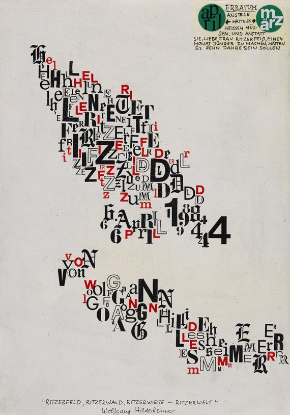 Helene Ritzerfeld - Autographen-Slg. für H. Ritzerfeld. ca. 43 Bll. 1984.