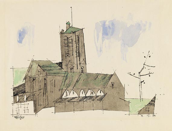Lyonel Feininger - Ohne Titel (Kathedrale in Frankreich)
