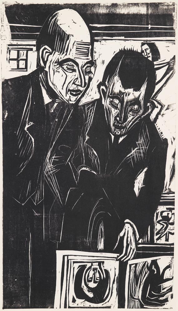 Ernst Ludwig Kirchner - Graphik besehende Herren (Dr. Bauer und Dr. Hans Mardersteig)