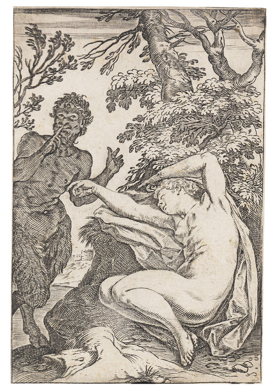 Agostino Carracci - Satyr überrascht eine schlafende Nymphe