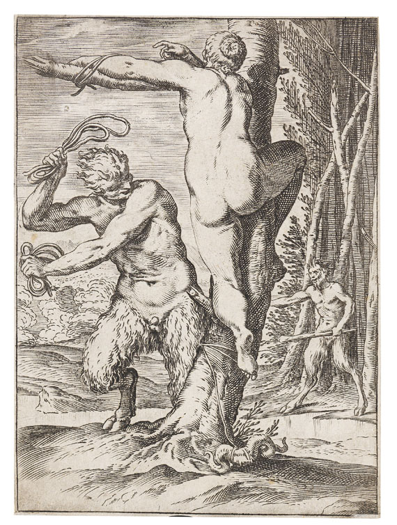 Agostino Carracci - Satyr eine Nymphe schlagend