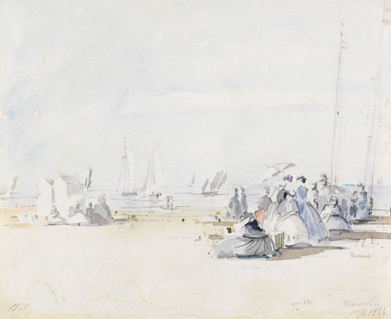 Eugène Boudin - Zugeschrieben -  Am Strand von Trouville