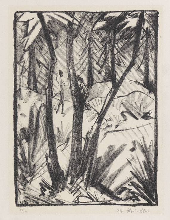 Otto Mueller - Waldlandschaft mit kleinen Figuren (2)